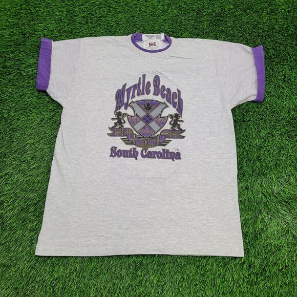 Vintage 90s Myrtle Beach Shirt Womens Large 21x27 Gray - Picture 1 of 12